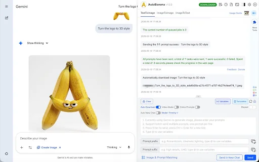 AutoBanana untuk Google Gemini – Download Batch AI Otomatis - Screenshot 1