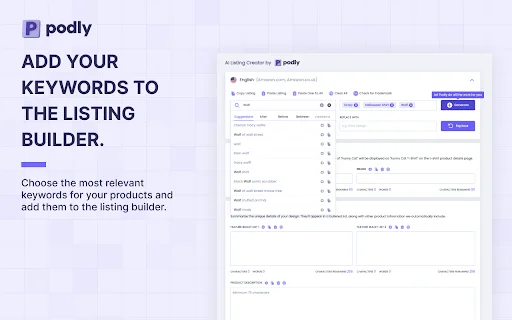 Download Podly Terbaru – AI Listing Creator untuk Merch by Amazon - Screenshot 3