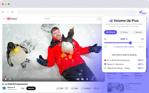 Download Volume Up Plus – Penguat Suara Chrome Hingga 600% - Screenshot 1