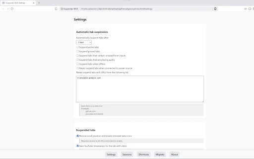 Download Suspender MV3 Terbaru – Hemat RAM & CPU Browser - Screenshot 1