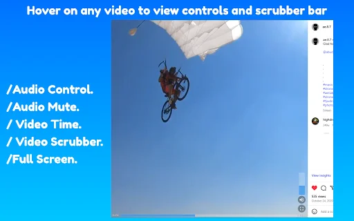 Instagram Media Controls: Video Scrubber & Zoom Gratis - Screenshot 1