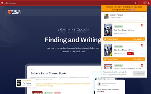 Writer Watch: Pantau Harga dan Ulasan Buku Amazon Anda - Screenshot 2