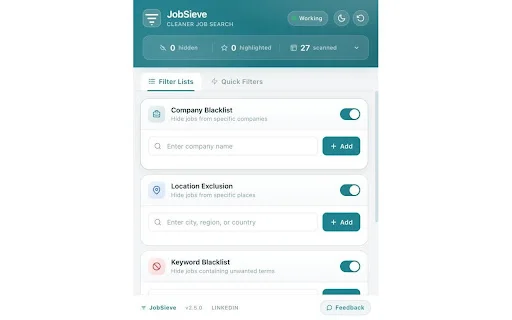 Download JobSieve Terbaru – Filter Lowongan LinkedIn Terbaik - Screenshot 1