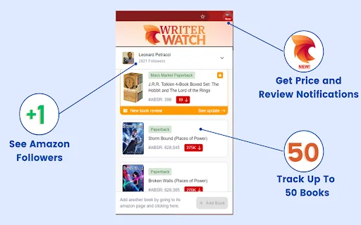 Writer Watch: Pantau Harga dan Ulasan Buku Amazon Anda - Screenshot 1